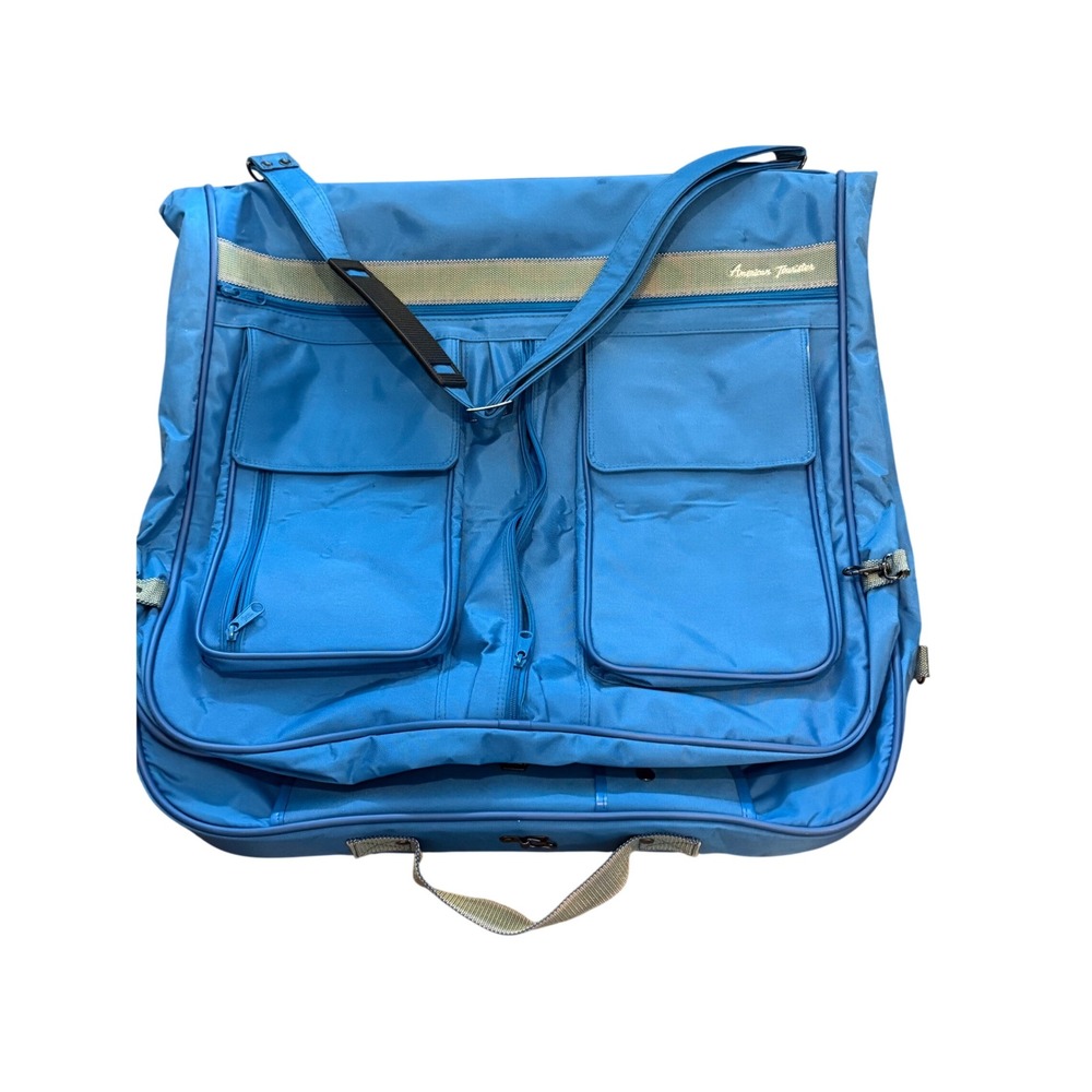 Vintage American Tourister Blue Nylon Folding Garment Travel Bag